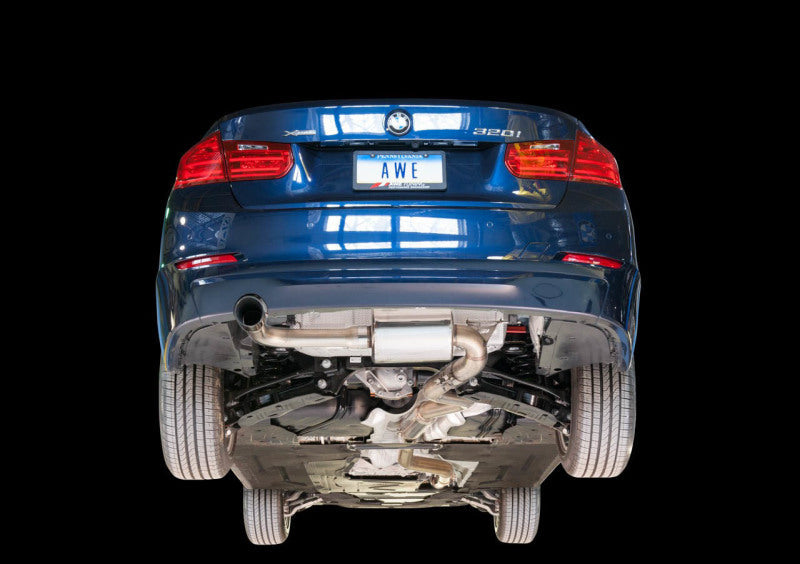 AWE Tuning BMW F30 320i Touring Exhaust w/Performance Mid Pipe - Diamond Black Tip (90mm) - Mo-Moto