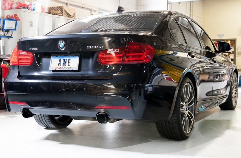 AWE Tuning BMW F3X 335i/435i Touring Edition Axle-Back Exhaust - Diamond Black Tips (102mm) - Mo-Moto