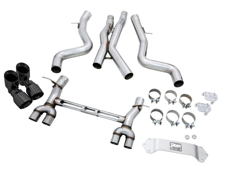 AWE Tuning BMW F8X M3/M4 Track Edition Catback Exhaust - Diamond Black Tips - Mo-Moto
