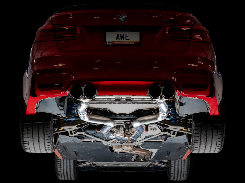 AWE Tuning BMW F8X M3/M4 Track Edition Catback Exhaust - Diamond Black Tips - Mo-Moto