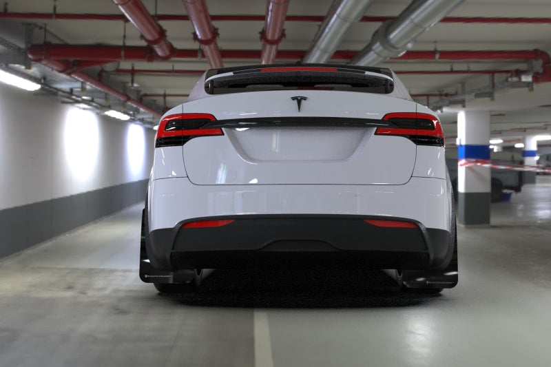 Rally Armor 22-25 Tesla Model X Black UR Mud Flap w/White Logo