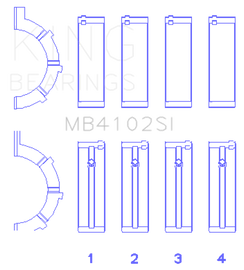 King Engine Bearings Chrysler 226 (3.7L) (Size +0.25mm) Main Bearing Set
