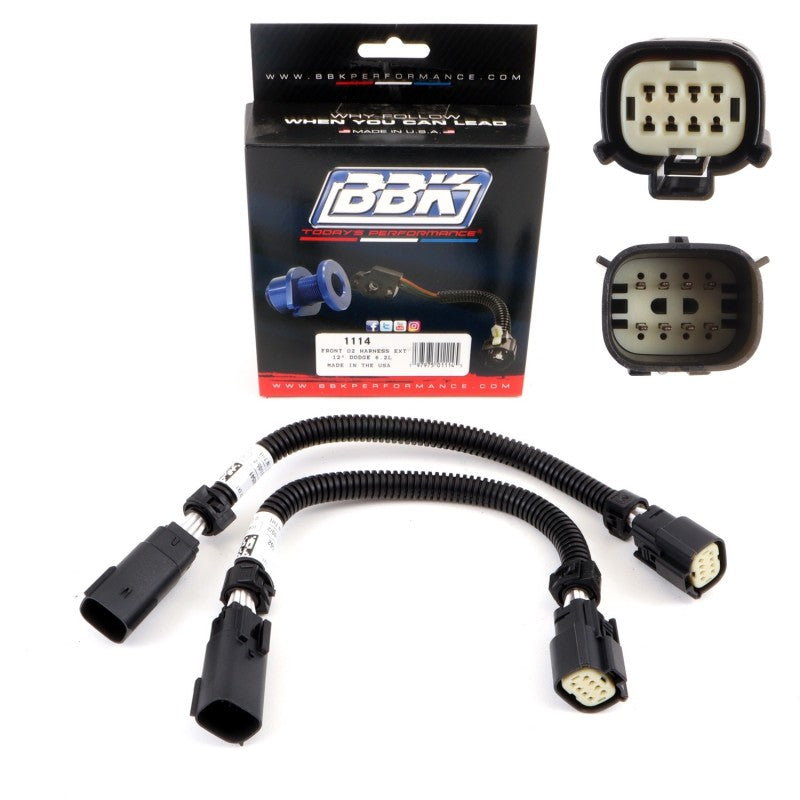 BBK 05-20 Dodge Hellcat 6.2L 6 Pin Front O2 Sensor Wire Harness Extensions 12 (pair) - Mo-Moto