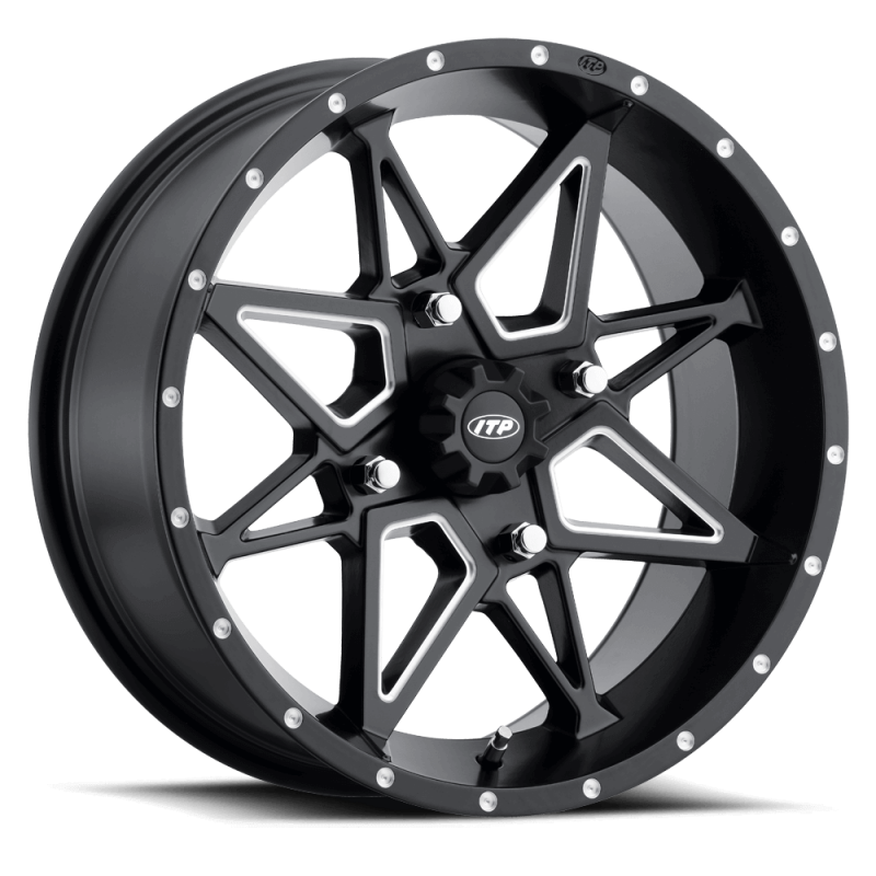 ITP Tornado 15X7 / 4x110 BP / 5+2 Offset Matte Black w/ Milled Accents Wheel
