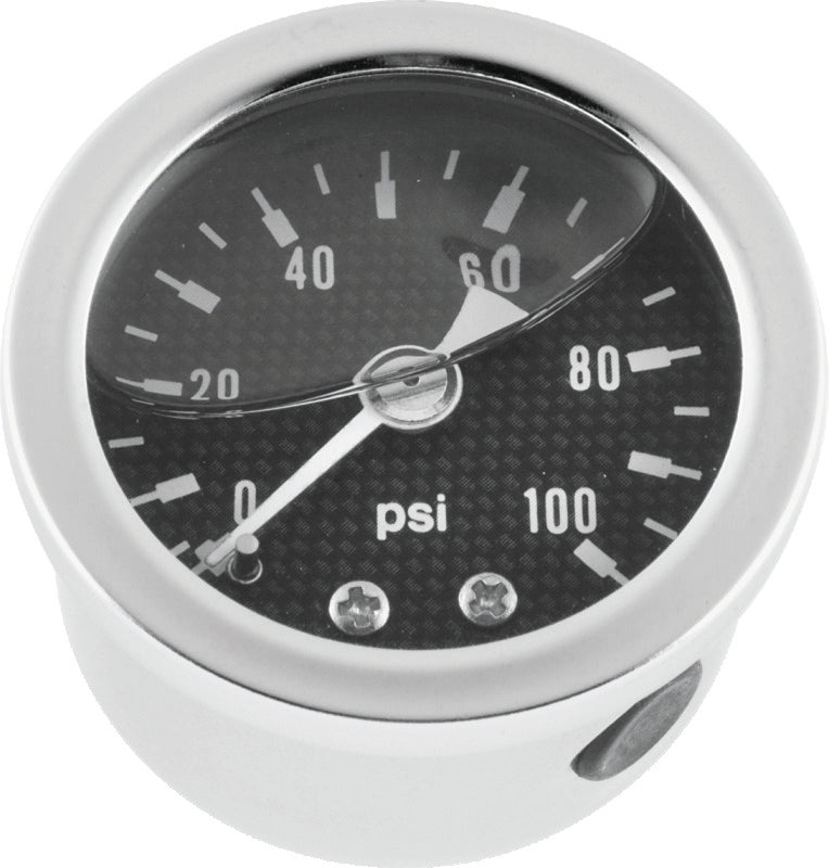 Bikers Choice 0-100 PSI Oil Pressure Gauge Carbon Face Stainless Bezel Liquid Filled Univ Custom - Mo-Moto