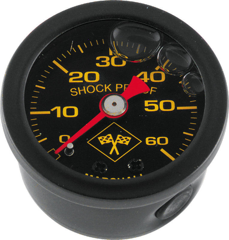 Bikers Choice 0-60 PSI Oil Pressure Gauge Black Face Black Bezel Liquid Filled Universal Custom - Mo-Moto