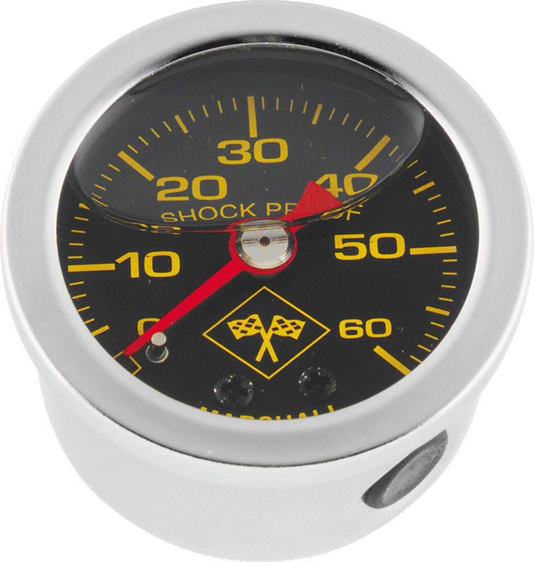 Bikers Choice 0-60 PSI Oil Pressure Gauge Black Face Stainless Bezel Liquid Filled Universal Custom - Mo-Moto