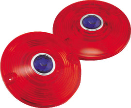 Bikers Choice 86-17 FLH FLT FLST Red Turn Signal Lens With Blue Dot Pr - Mo-Moto
