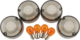 Bikers Choice 86-99 FXST 86-01 FXD FXR XL Smoked Turn Signal Lens & Amber Bulb Kit Repl H-D 69306-02 - Mo-Moto