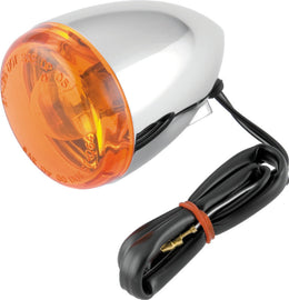 Bikers Choice Chrome Bullet Front Turn Signal Amber Lens Single Filament Replaces H-D 68885-00 - Mo-Moto