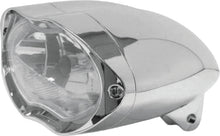 Load image into Gallery viewer, Bikers Choice Chrome Sunray Headlight Bottom Mount Universal Custom 55/60W H4 - Mo-Moto