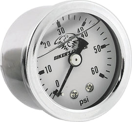 Bikers Choice White Face Liquid Filled Oil Pressure Gauge 0-60 Psi 1/8 NPT - Mo-Moto