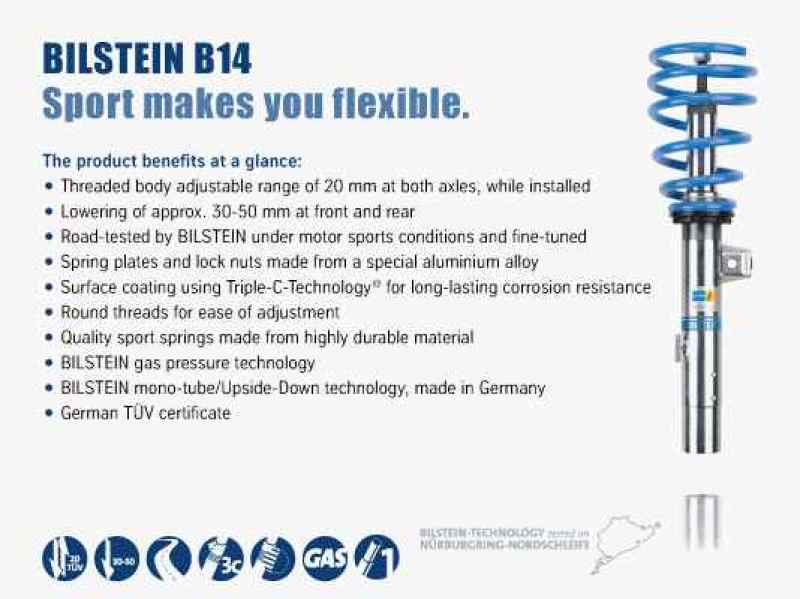 Bilstein B14 1998 Audi A6 Quattro Avant Front and Rear Suspension Kit - Mo-Moto
