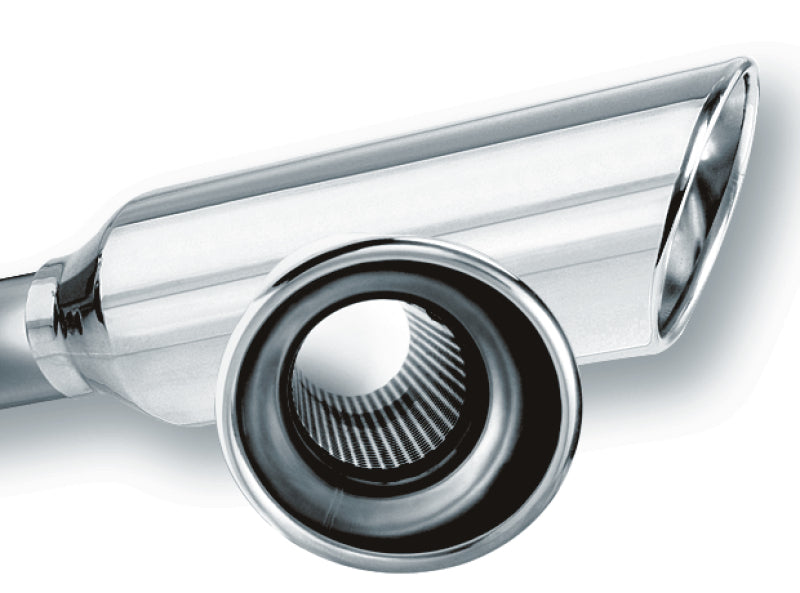 Borla 2.25in Inlet 4in Round Rolled Angle Cut Resonated x 13in Long Exhaust Tip - Mo-Moto