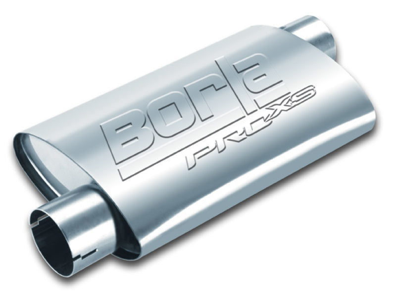 Borla Universal Pro-XS Muffler Oval 3in Inlet/Outlet Offset/Offset Notched Muffler - Mo-Moto