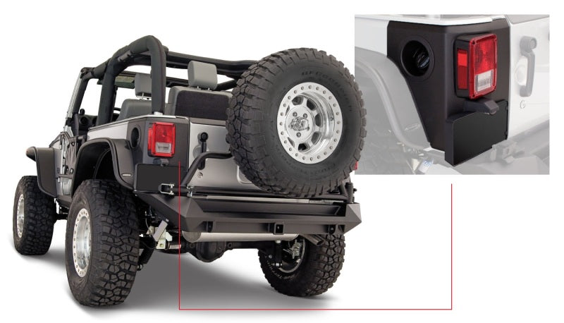 Bushwacker 07-18 Jeep Wrangler Trail Armor Rear Corners - Black - Mo-Moto