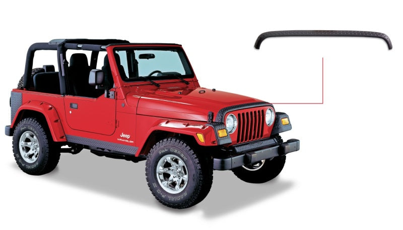 Bushwacker 18-19 Jeep Wrangler Rubicon/Sport//Unlimited/Sport S Hood Stone Guard- Black - Mo-Moto