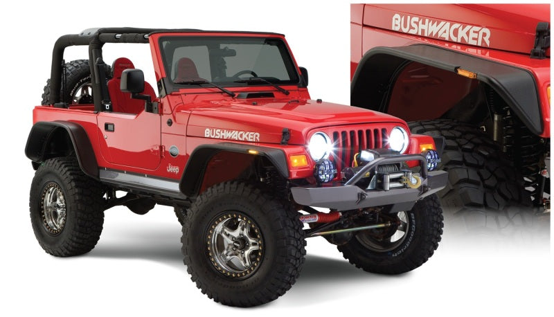 Bushwacker 97-06 Jeep Wrangler Flat Style Flares 4pc - Black - Mo-Moto