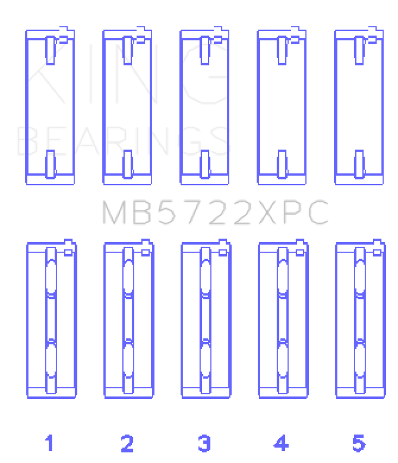 King 2007+ Mitsubishi 4B11T EVO X Coated Performance Main Bearing Set - Size STD