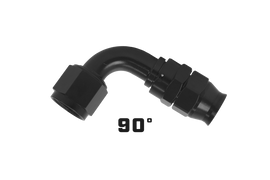 Aeromotive PTFE Hose End - AN-08 - 90 Deg - Black Anodized