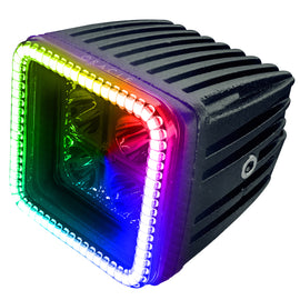 Oracle Off-Road 3in W Square Spotlight with Halo - ColorSHIFT SEE WARRANTY