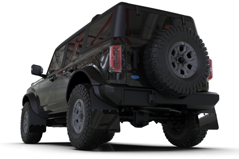 Rally Armor 21-25 Ford Bronco (Steel Bmpr - NO Rptr/Sprt - NO RR/RB) Blk Mud Flap w/Met. Blk Logo