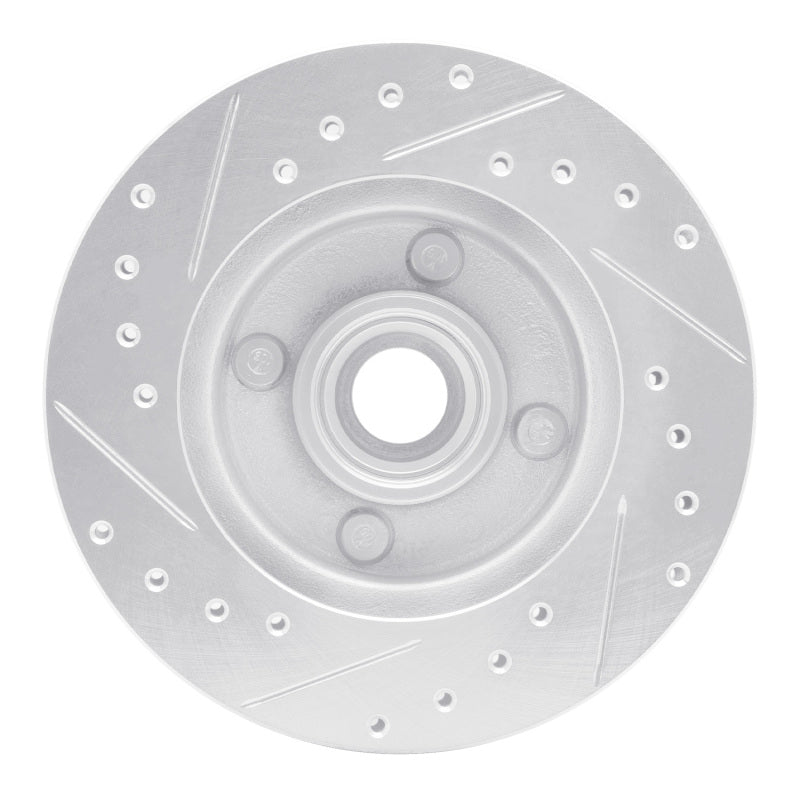 R1 78-93 Ford Granada Front Right Drilled & Slotted Silver Brake Rotor