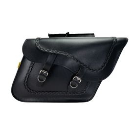 Willie & Max Universal Braided Large Slant Saddlebags (16 in L x 11 in H x 6.5 in W) - Black