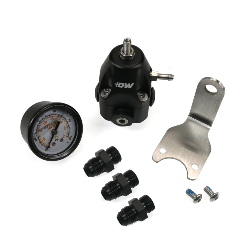 DeatschWerks DWR1000C AFPR + Pressure Gauge + 6AN Fittings - Anodized Black - Mo-Moto
