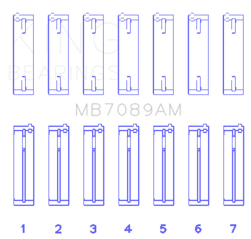 King Audi/Volkswagen ABV/AES/AUE Crankshaft Main Bearing Set (Set of 7) - Size STD