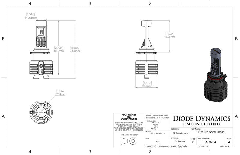 Diode Dynamics P13W Yellow SL2 LED Bulb (one) - Mo-Moto