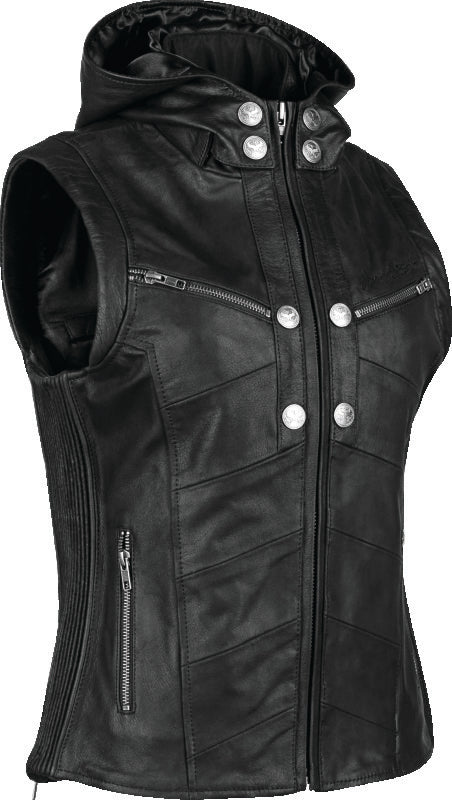 Speed and Strength Hells Belles Leather Vest Womens Black - Large