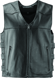 River Road Plains Leather Vest Black - Medium