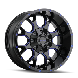 Mayhem 8015 Warrior 18x9 / 5x139.7 BP / 18mm Offset / 110mm Hub Black w/ Prism Blue Wheel