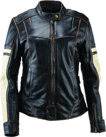 River Road Dame Vintage Leather Jacket Black Womens - 2XL