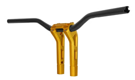 Performance Machine Phatbar H-Bar Assy, 9in Riser, 1-1/4in Bar, Int Wire, Gauge Mnt - Gold Ops