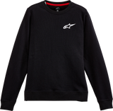 Womens Ageless Chest Crew Fleece Black Lg