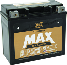 Twin Power GYZ-20H Premium MAX Battery Replaces H-D 65991-82B Made in USA 320 CCA