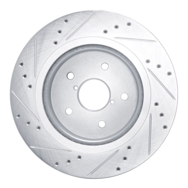 R1 2015-2025 Subaru WRX Rear Right Drilled & Slotted Silver Brake Rotor