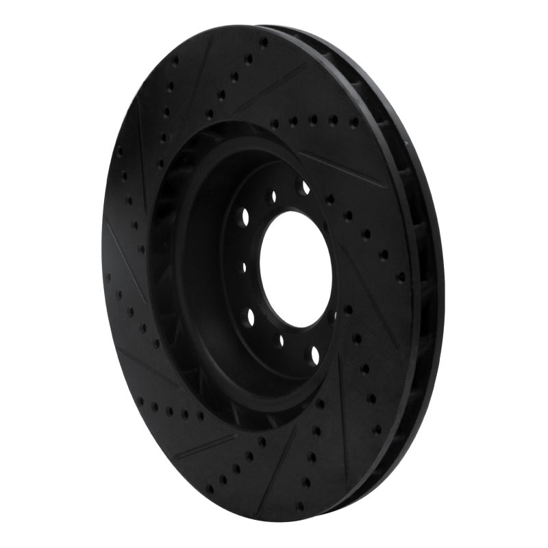 R1 01-06 BMW M3 Left Front Drilled & Slotted Black Brake Rotor