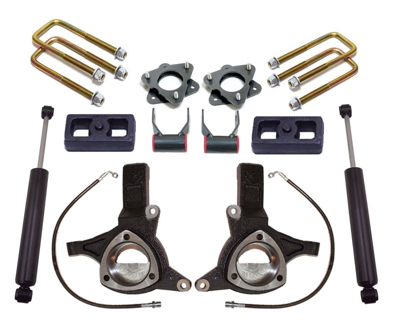 MaxTrac 16-18 GM C1500 2WD w/Stamped Steel. Susp. 7in/4in MaxPro Spindle Lift Kit w/MaxTrac Shocks - Mo-Moto