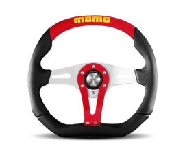 Momo Trek Steering Wheel 350 mm - 4 Black AirLeather/Brshd Al Spokes - Mo-Moto
