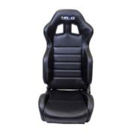 NRG Reclinable Sport Seats (Pair) PVC Leather w/NRG Logo - Black w/White Stitching - Mo-Moto