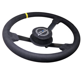 NRG Reinforced Steering Wheel (380mm) Nascar/ Alcantara 3 Spoke w/ NRG Logo/ Removable Crushed Pad - Mo-Moto