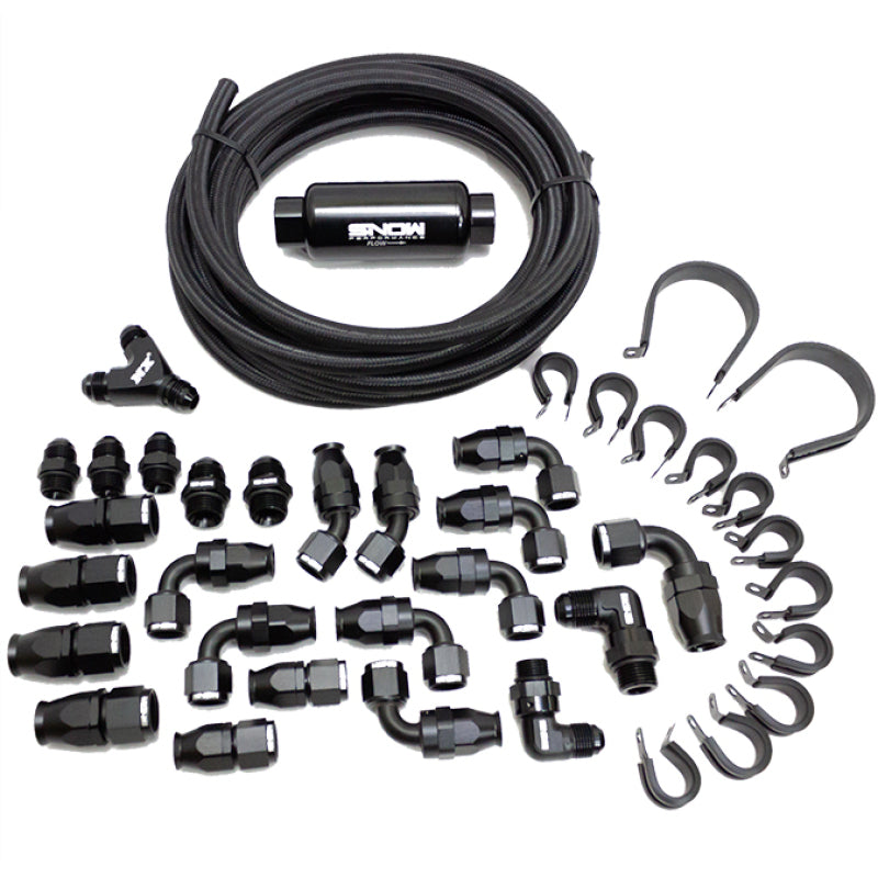 Snow Performance 8AN Braided Stainless Fuel Line Kit - Black Line - Mo-Moto