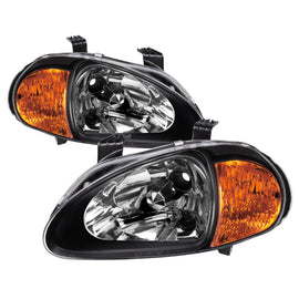 Xtune Honda Del Sol 93-97 1Pc Amber Crystal Headlights Black HD-ON-HDEL93-1P-AM-BK - Mo-Moto